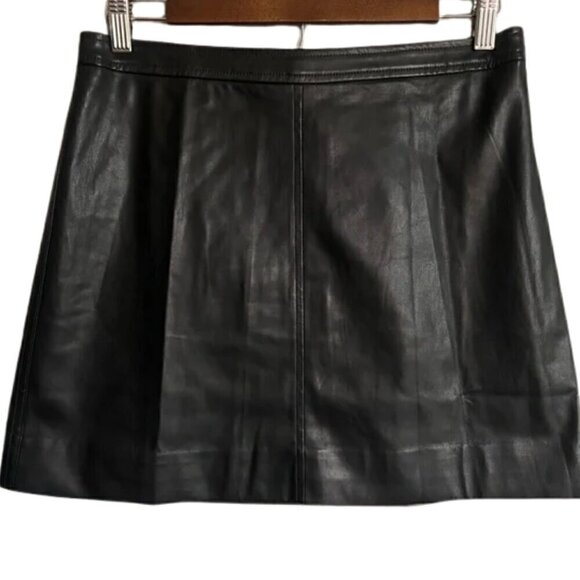 NWOT J Crew Mini Skirt Black Faux Leather Classic Black Size 4 - Picture 4 of 9